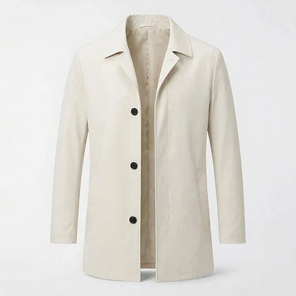 Men's Trench Coat | Mid Length Lapel Collar Button Front