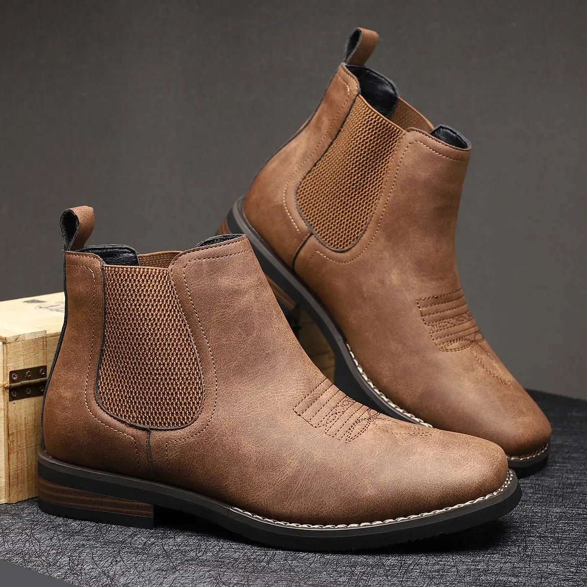 Thomas | Men's Boots Chelsea Slip-On Western-Stitch Ankle Boots