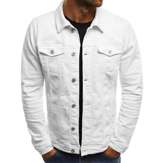 Men's Casual Denim Jacket with Multi-Pocket Design