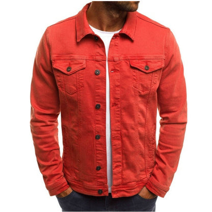 Men's Casual Denim Jacket with Multi-Pocket Design
