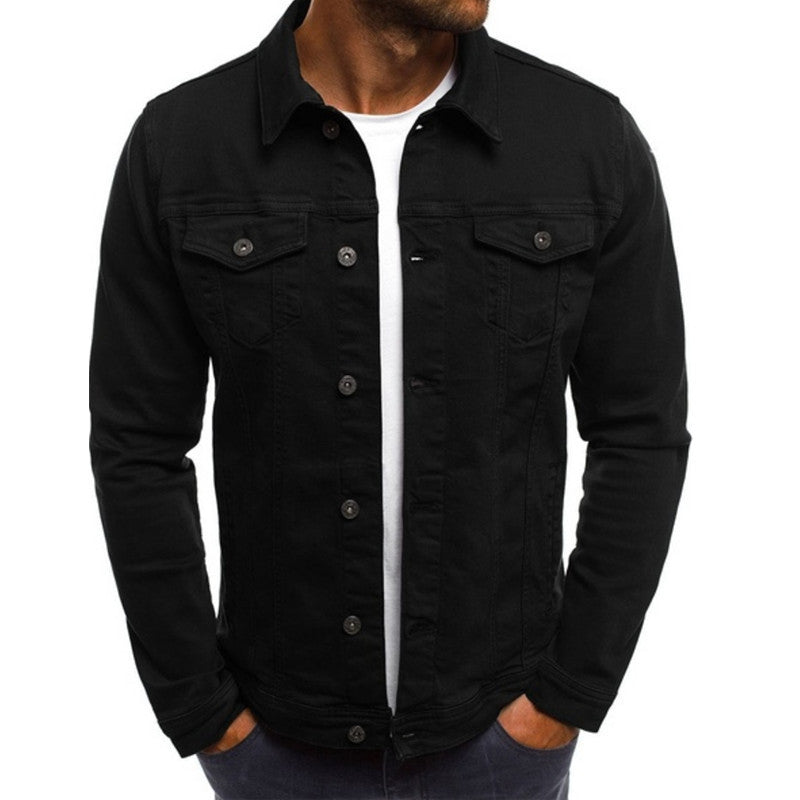Men's Casual Denim Jacket with Multi-Pocket Design