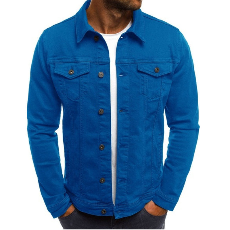 Men's Casual Denim Jacket with Multi-Pocket Design