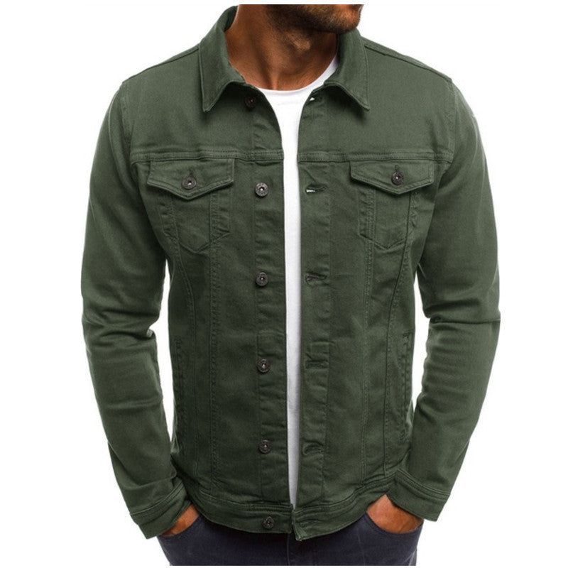 Men's Casual Denim Jacket with Multi-Pocket Design