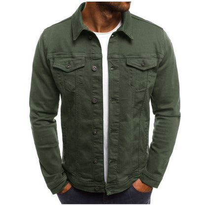 Men's Casual Denim Jacket with Multi-Pocket Design