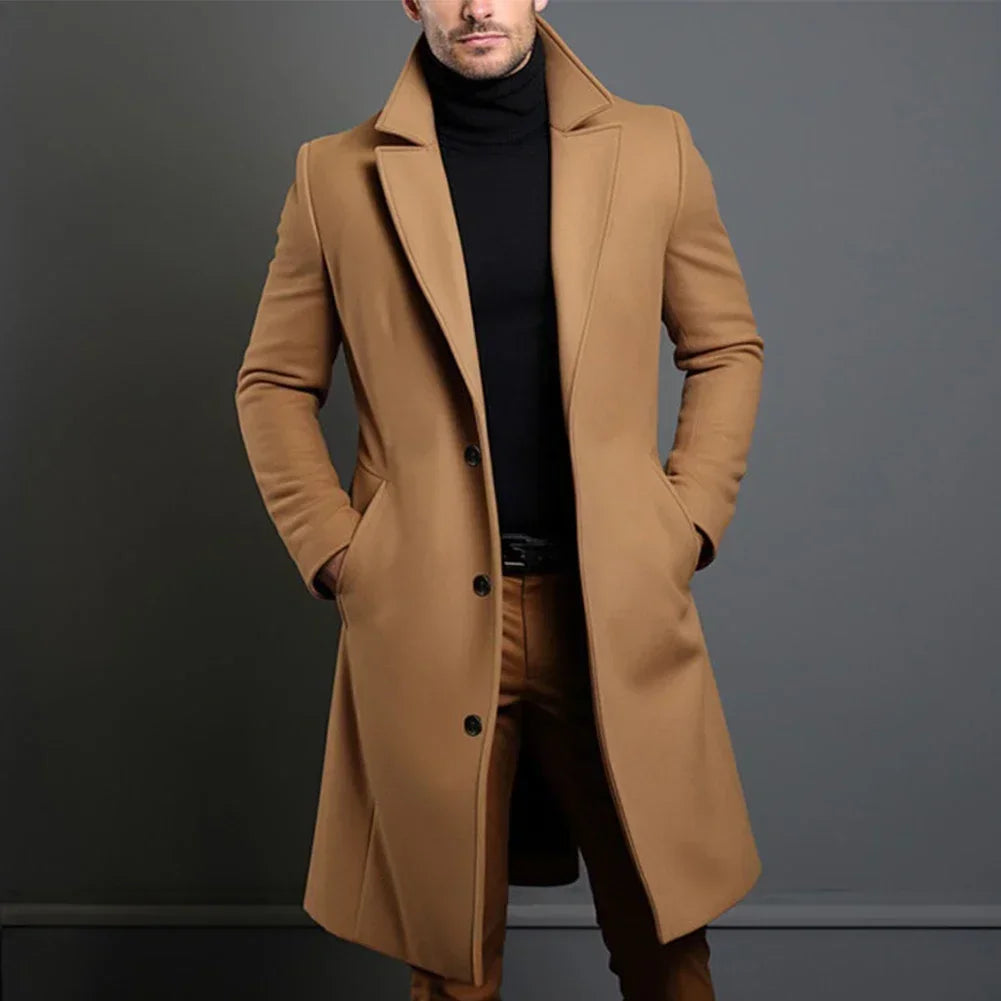 Men's Classic Tailored Overcoat – Navy, Black, Beige Options