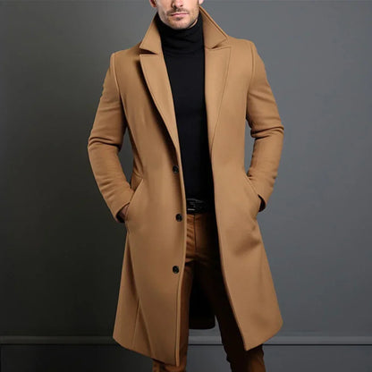 Men's Classic Tailored Overcoat – Navy, Black, Beige Options