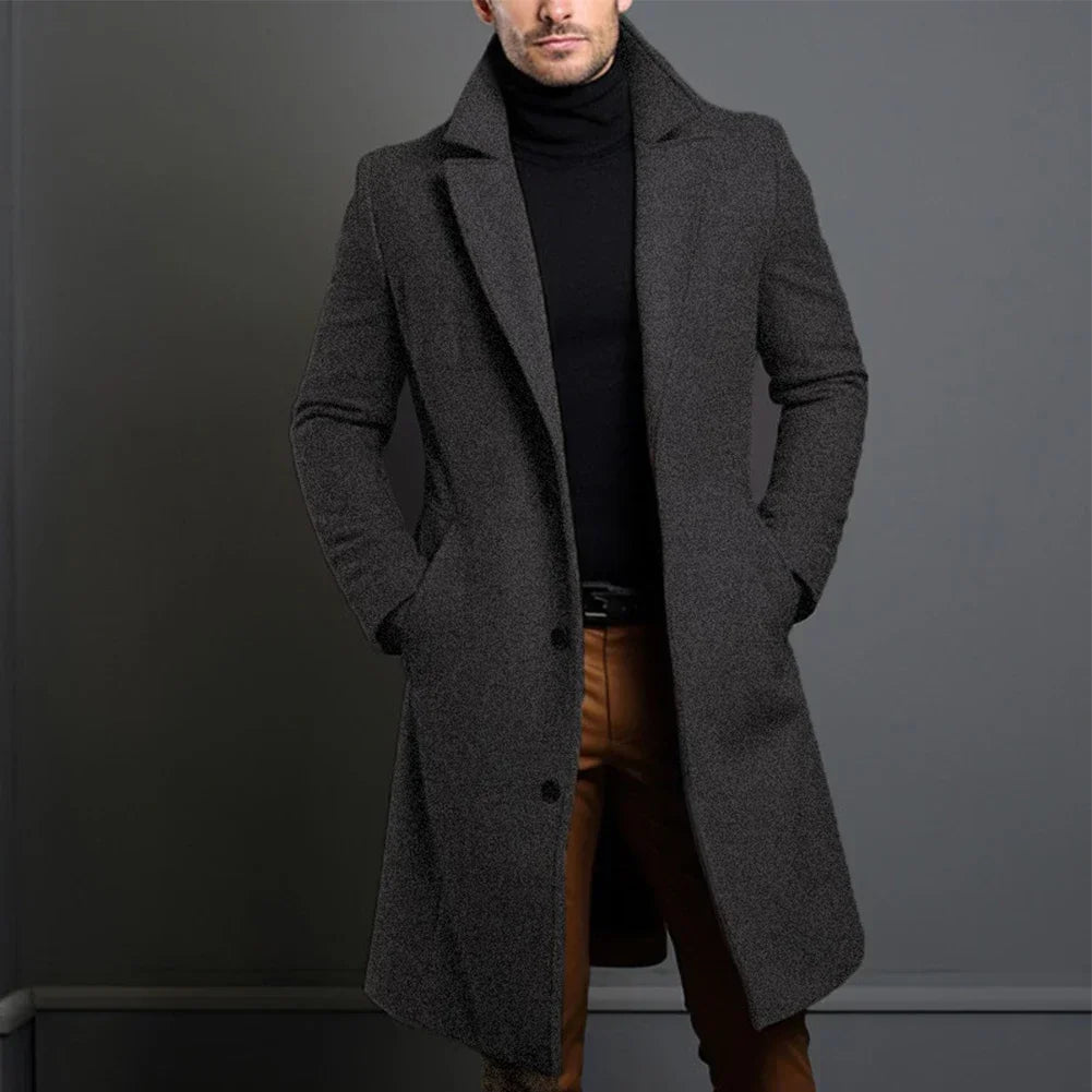 Men's Classic Tailored Overcoat – Navy, Black, Beige Options