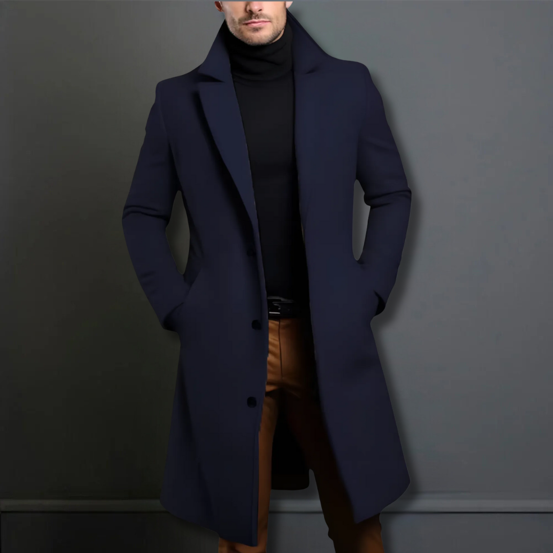 Men's Classic Tailored Overcoat – Navy, Black, Beige Options