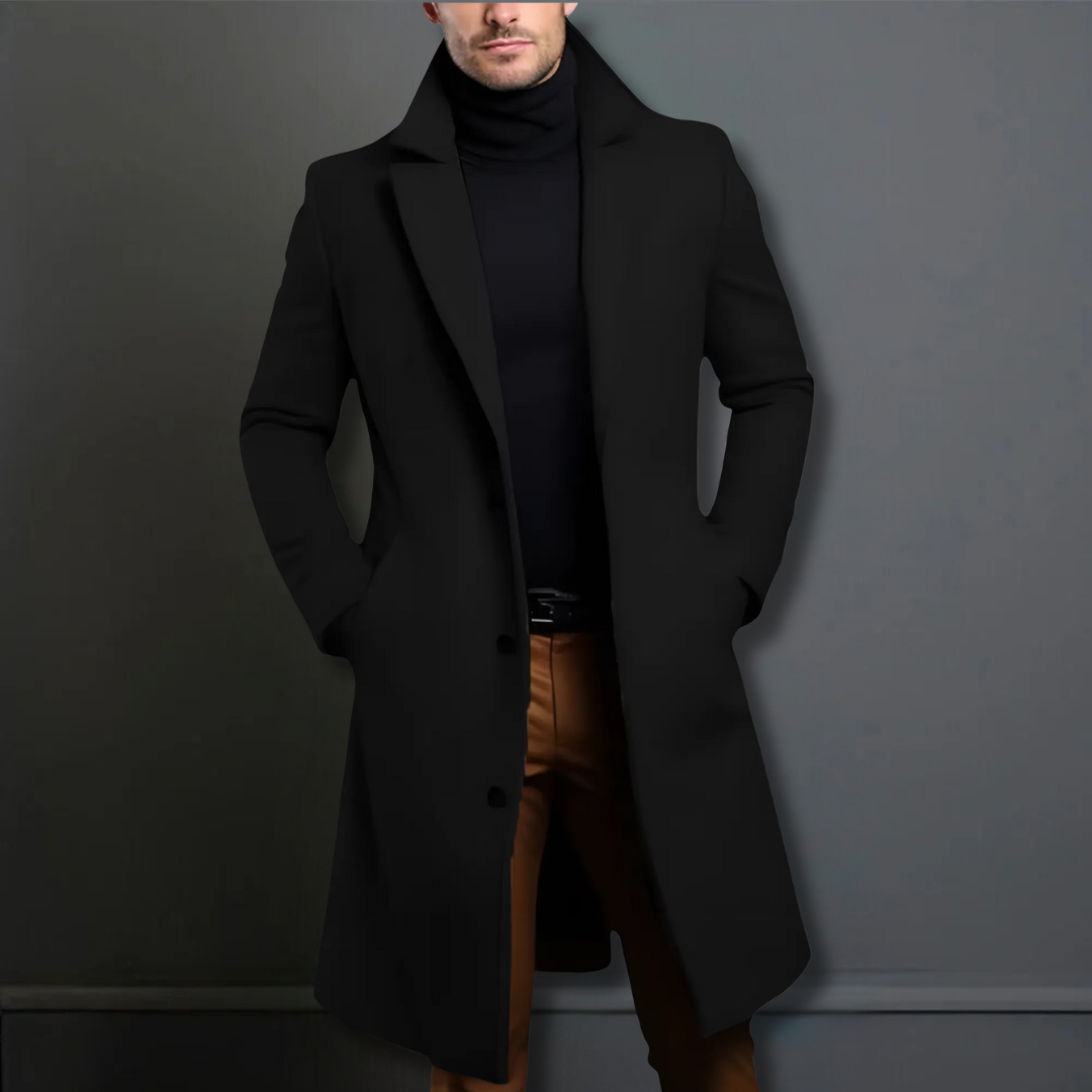Men's Classic Tailored Overcoat – Navy, Black, Beige Options