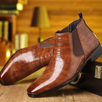 Edward | Men's Croc-Embossed Slip-On Chelsea Boots