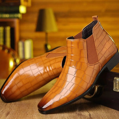 Edward | Men's Croc-Embossed Slip-On Chelsea Boots