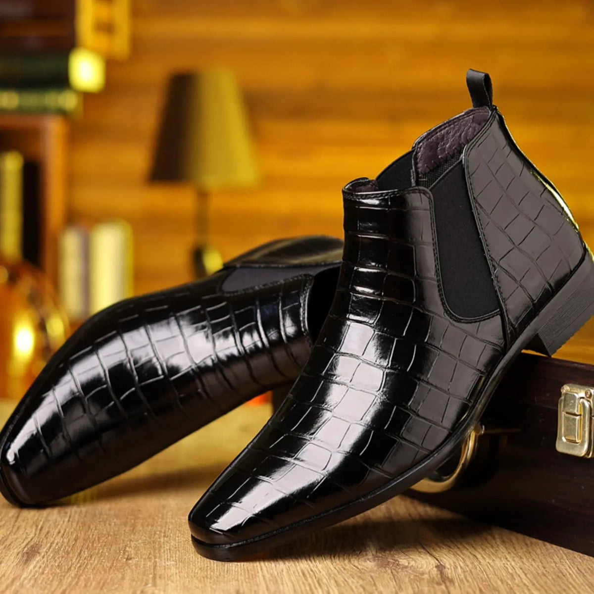 Edward | Men's Croc-Embossed Slip-On Chelsea Boots
