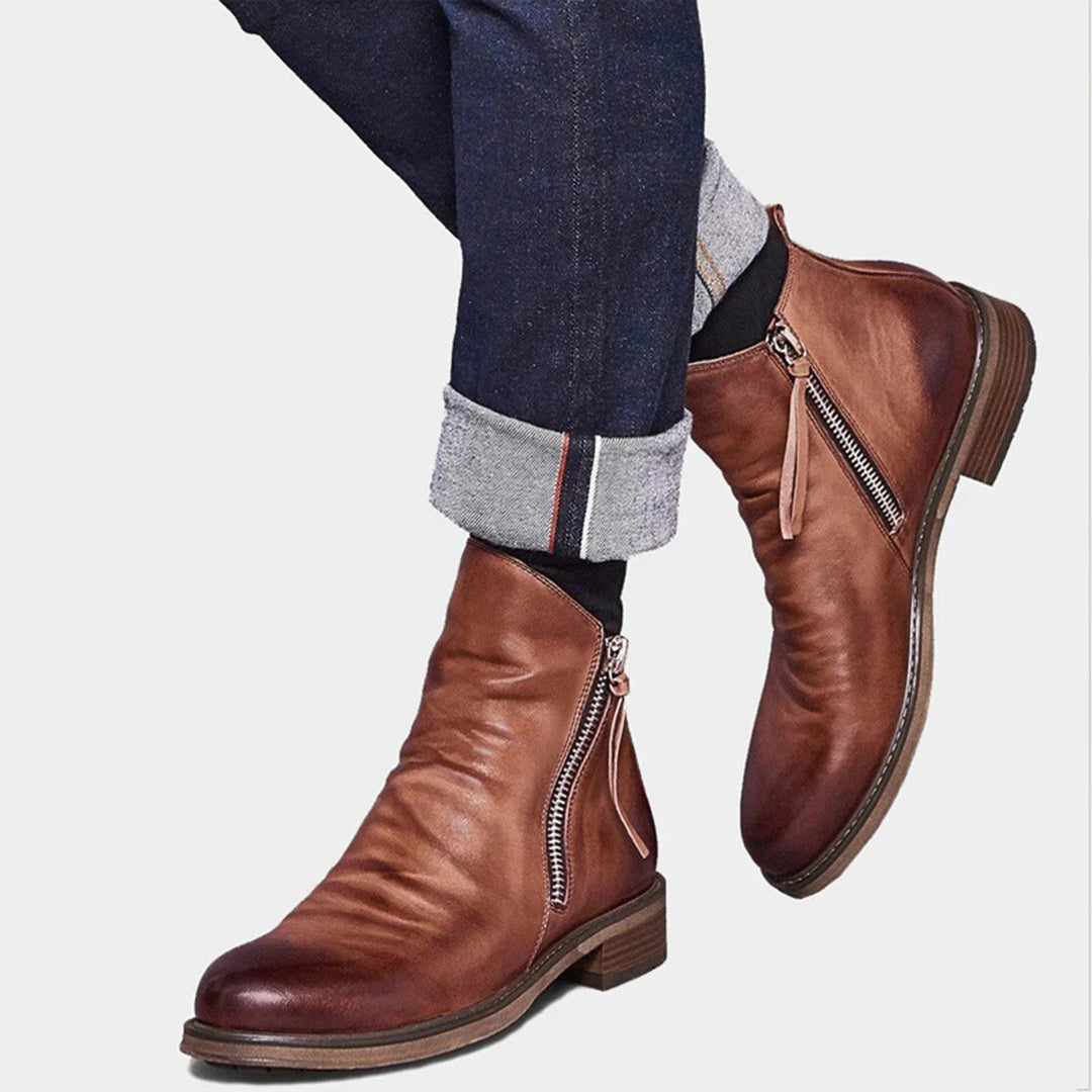 Men's Fashionable Zipper Boots for All Seasons