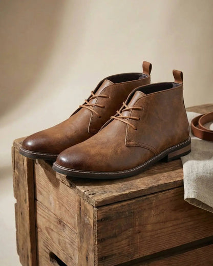 Muhammad | Men's Full-Grain Leather Lace-Up Chukka Boots