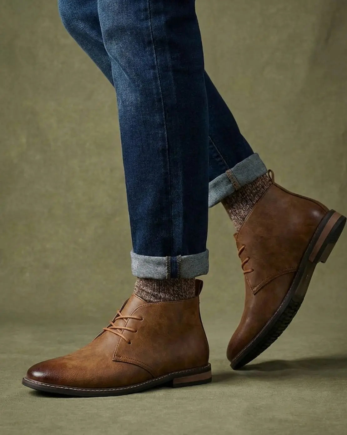 Muhammad | Men's Full-Grain Leather Lace-Up Chukka Boots