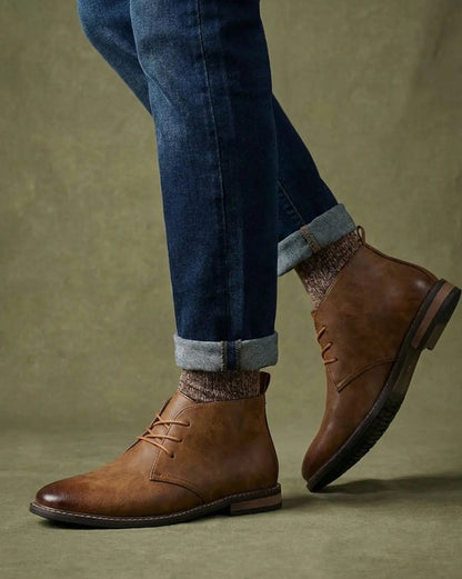 Muhammad | Men's Full-Grain Leather Lace-Up Chukka Boots