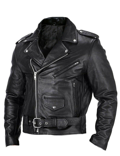 Men's Biker Jacket with Asymmetrical Zip