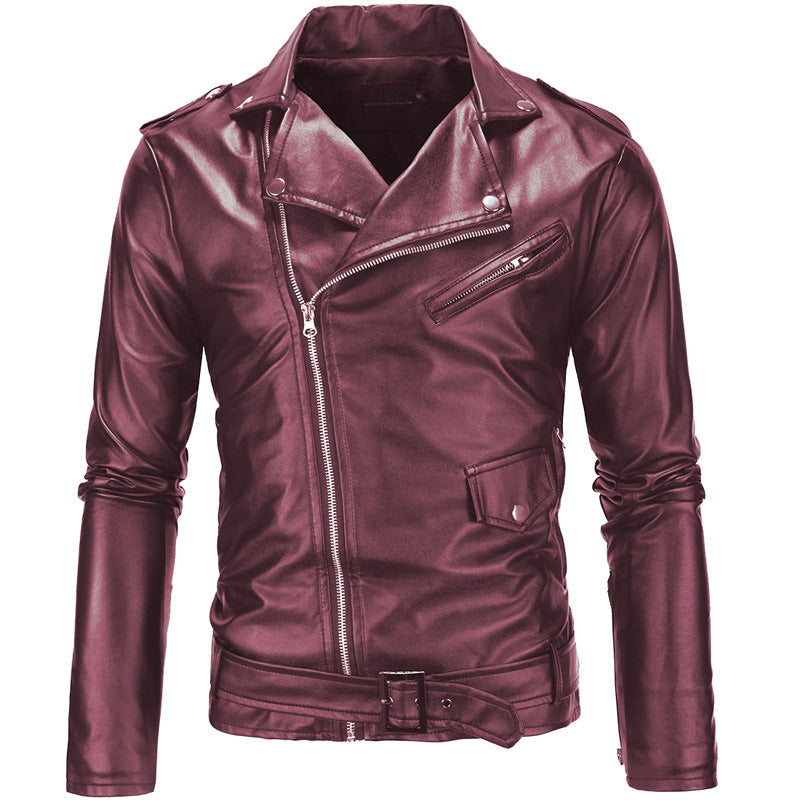 Men's Biker Jacket with Asymmetrical Zip