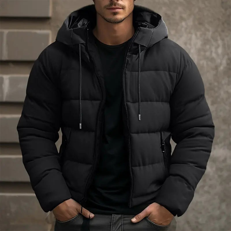 Men's Hooded Insulated Puffer Jacket for Winter