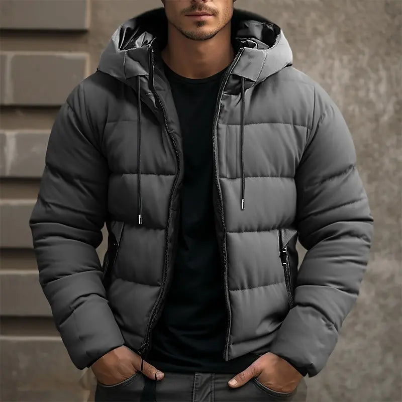 Men's Hooded Insulated Puffer Jacket for Winter