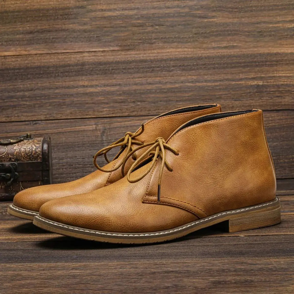 Charlie | Mens Lace-Up Chukka Boots Faux Leather Ankle Boot