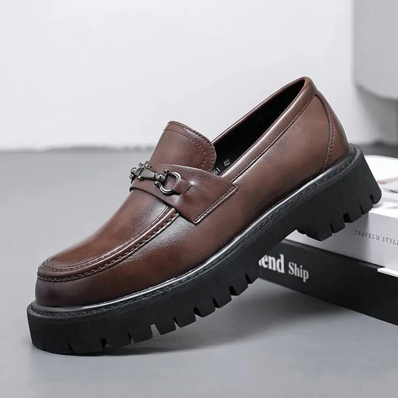 Henry | Men's Leather Loafers Metal Buckle Slip-On