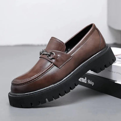 Henry | Men's Leather Loafers Metal Buckle Slip-On