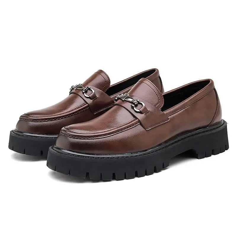 Henry | Men's Leather Loafers Metal Buckle Slip-On