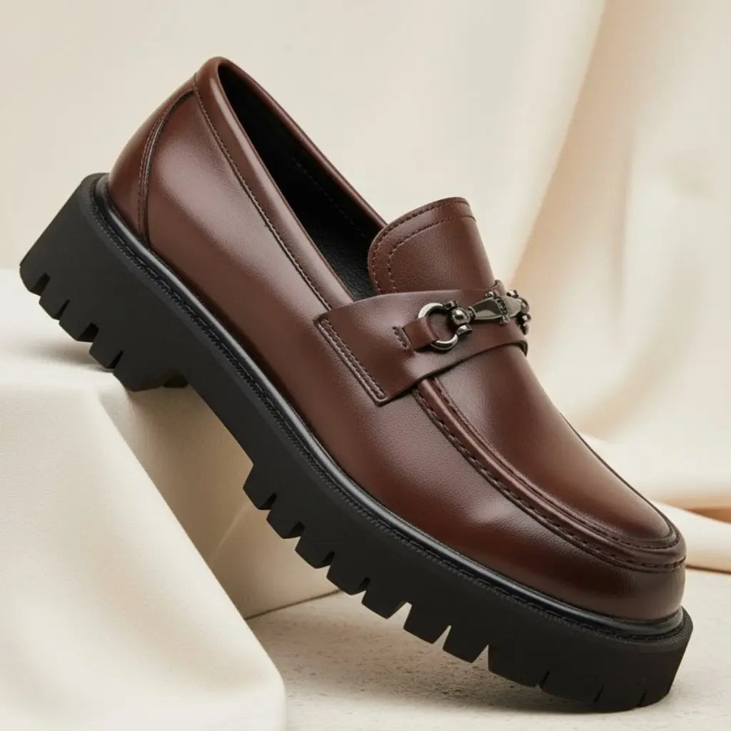 Henry | Men's Leather Loafers Metal Buckle Slip-On