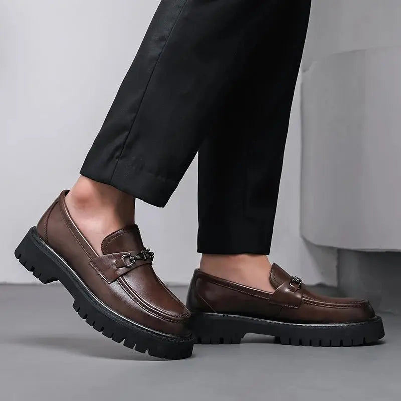 Henry | Men's Leather Loafers Metal Buckle Slip-On