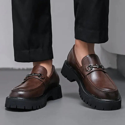 Henry | Men's Leather Loafers Metal Buckle Slip-On