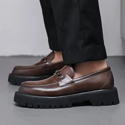 Henry | Men's Leather Loafers Metal Buckle Slip-On