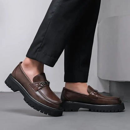 Henry | Men's Leather Loafers Metal Buckle Slip-On
