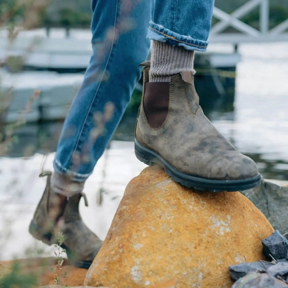 Thomas | Men's Leather Slip-On Chelsea Boots Rugged Sole
