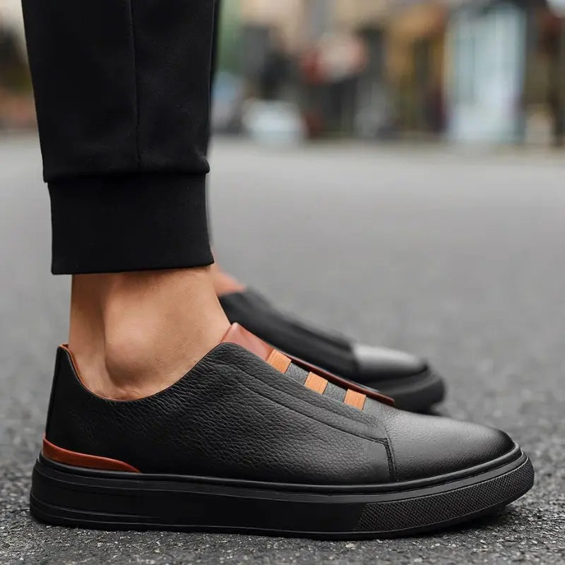 Jack | Men's Leather Slip-On Trainers Loop Lacing