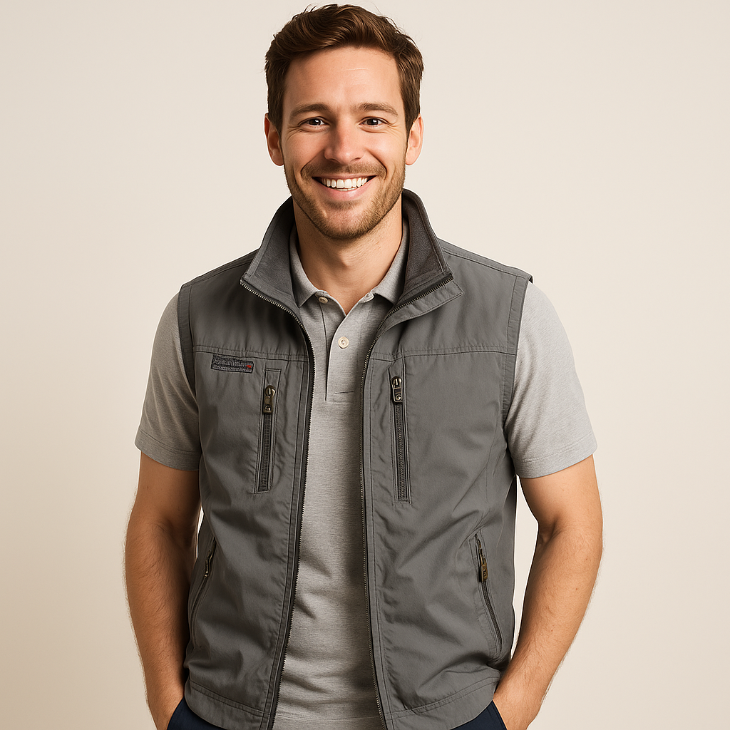 Men's Lightweight Summer Vest Jacket with Pockets