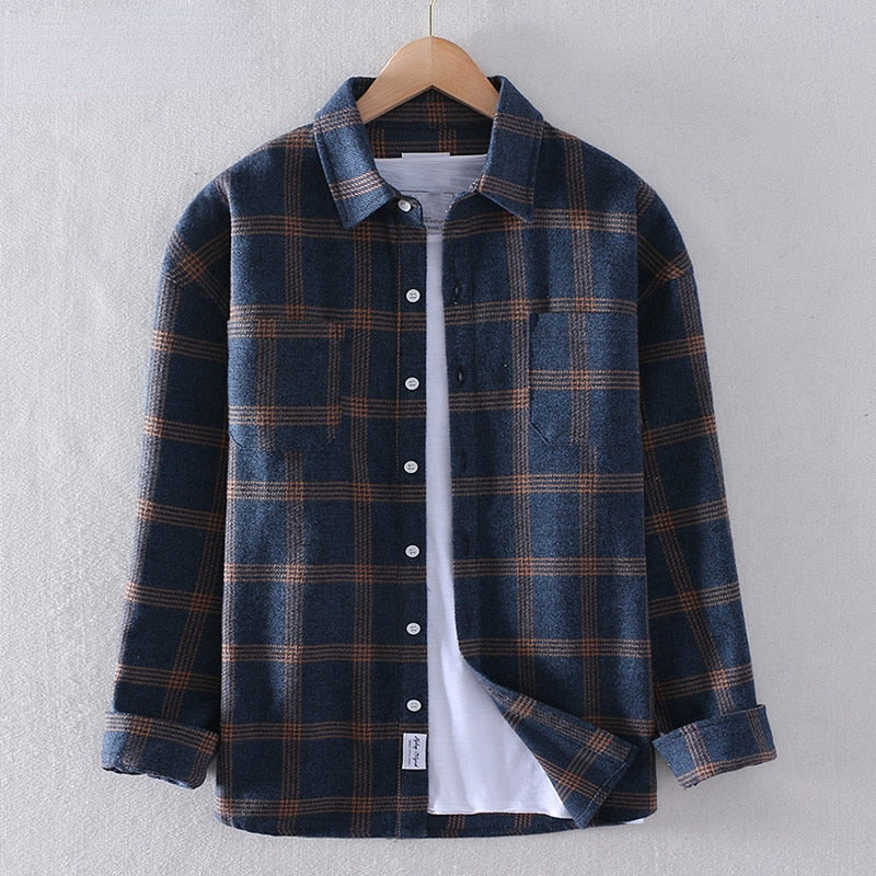 Men's Long Sleeve Checked Shirt - Classic and Versatile