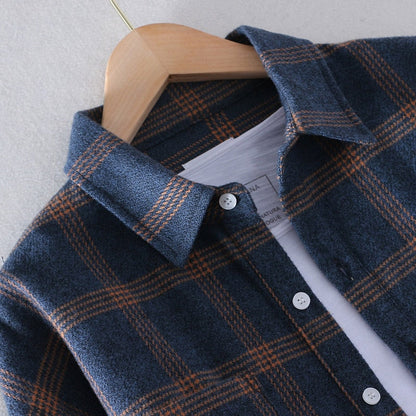 Men's Long Sleeve Checked Shirt - Classic and Versatile