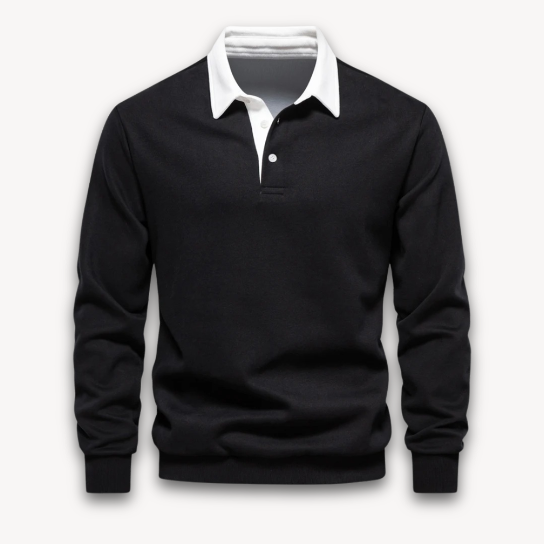 Men's Navy Long-Sleeve Polo Sweater