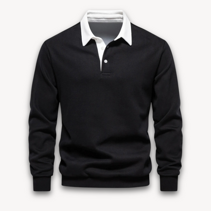 Men's Navy Long-Sleeve Polo Sweater