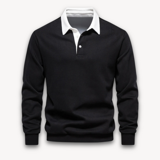 Men's Navy Long-Sleeve Polo Sweater