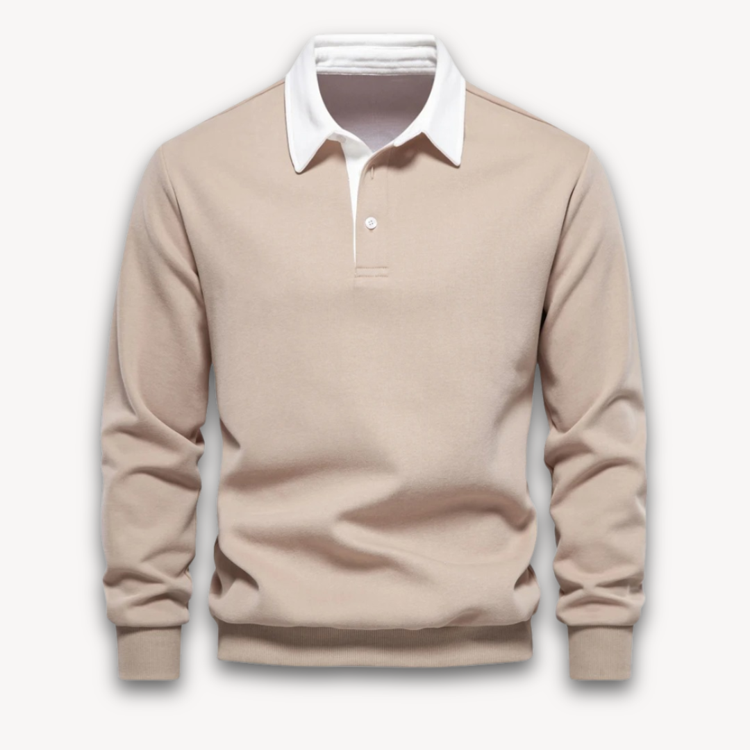 Men's Navy Long-Sleeve Polo Sweater