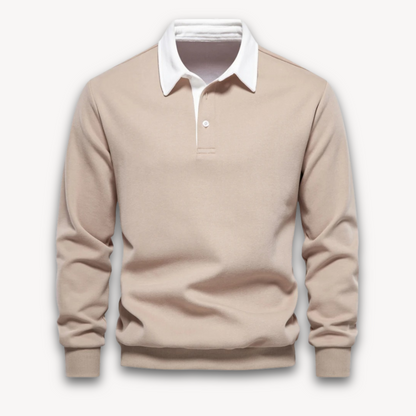 Men's Navy Long-Sleeve Polo Sweater