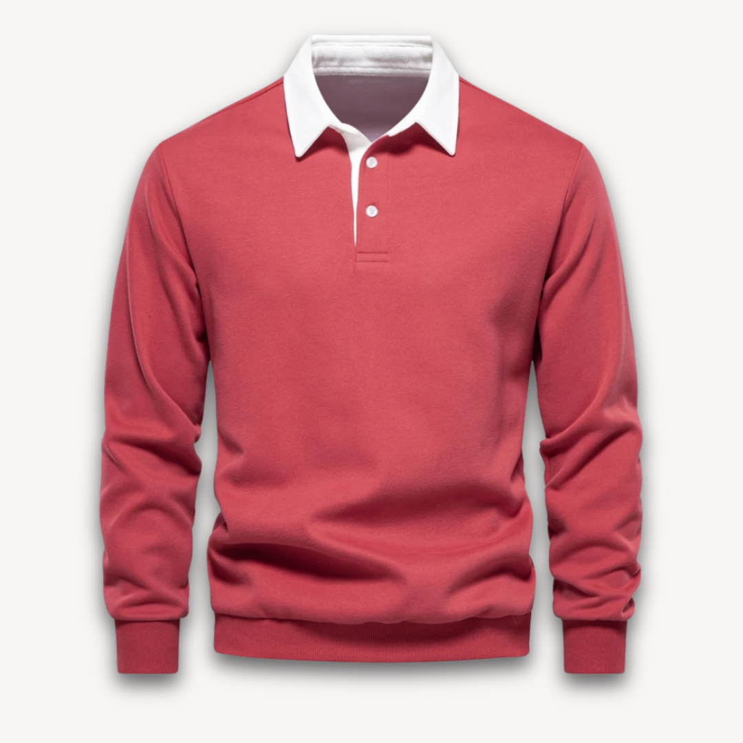Men's Navy Long-Sleeve Polo Sweater