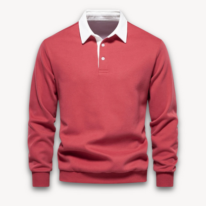 Men's Navy Long-Sleeve Polo Sweater