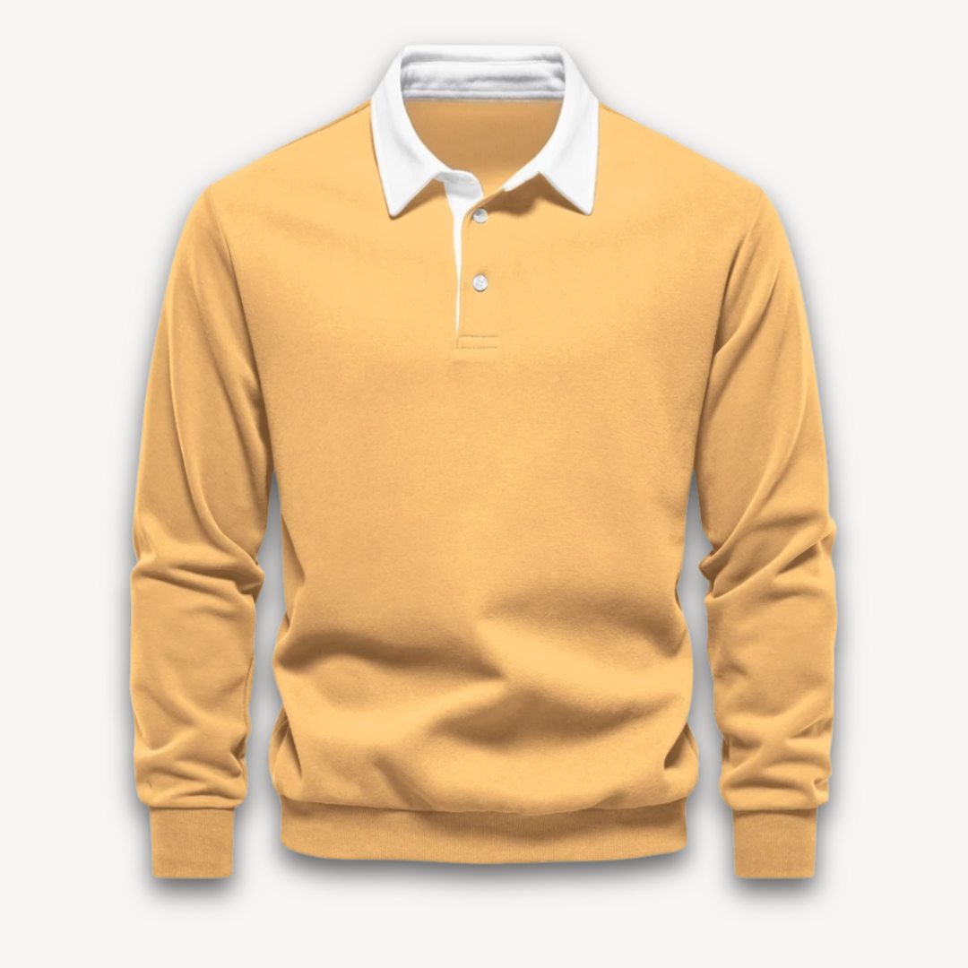 Men's Navy Long-Sleeve Polo Sweater