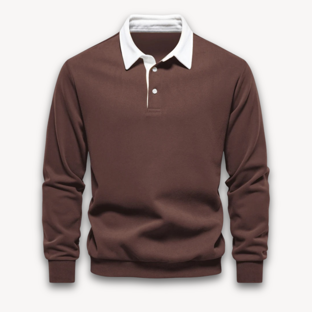 Men's Navy Long-Sleeve Polo Sweater