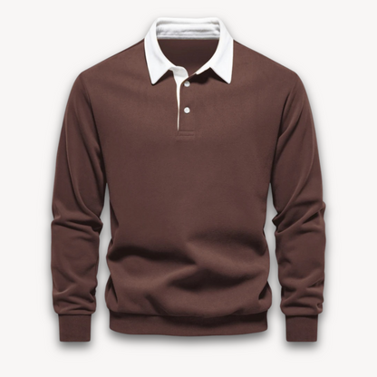 Men's Navy Long-Sleeve Polo Sweater