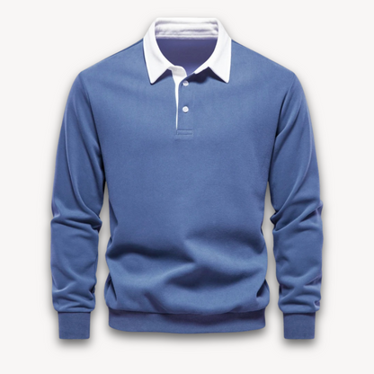 Men's Navy Long-Sleeve Polo Sweater