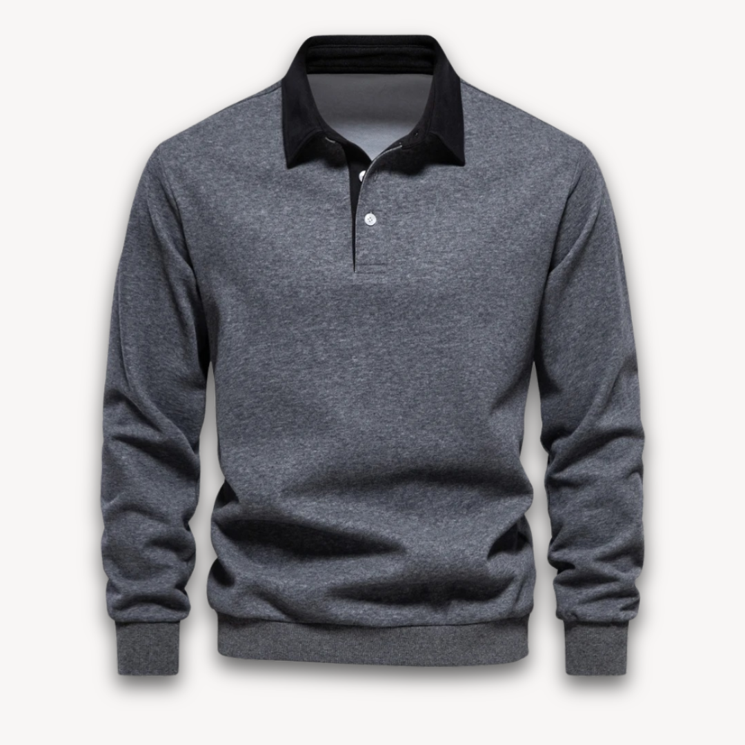 Men's Navy Long-Sleeve Polo Sweater